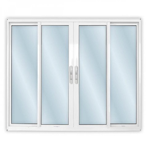Janela de Alumínio de Correr 100x200cm 4 Folhas 2 Fixas com Vidro Mini Boreal Linha Solida MGM Branco