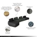 Ver imagem 3 de Sofá Ilha Sala de Estar Dakota 4 Módulos 626cm Encostos Almofadas Soltas Veludo Preto/cinza G33 - Gr