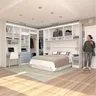 Quarto Casal de Canto Para Cama Queen 11 Portas 7 Gavetas com Estação Home Office Monaco Branco/Grey - 2