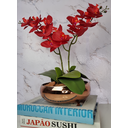 Ver imagem 1 de Arranjo Com 2 Orquídeas Vermelha Vaso Cobre 22cm