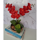 Ver imagem 2 de Arranjo Com 2 Orquídeas Vermelha Vaso Cobre 22cm