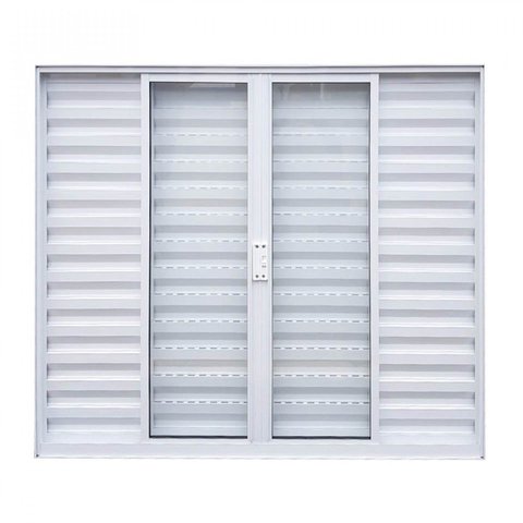 Janela de Alumínio de Correr 100x150cm 6 Folhas com Vidro Liso Soft Plus MGM Branco