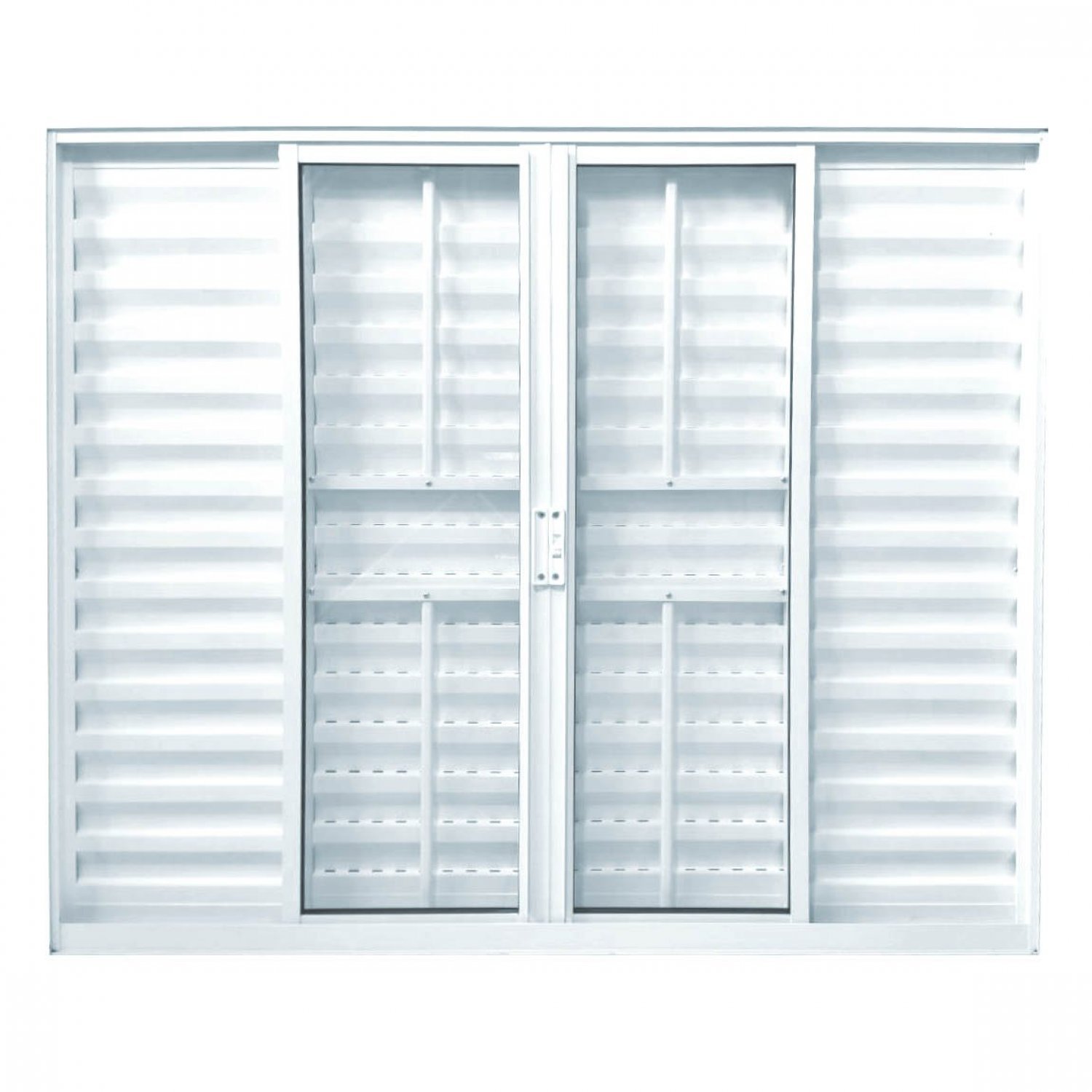 Janela de Alumínio Veneziana 100x120cm 3 Folhas 1 Fixa com Grade e Vidro Liso Soft Plus MGM Branco