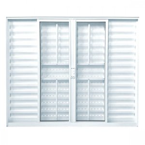 Janela de Alumínio Veneziana 100x120cm 3 Folhas 1 Fixa com Grade e Vidro Liso Soft Plus MGM Branco
