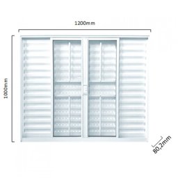 Janela de Alumínio Veneziana 100x120cm 3 Folhas 1 Fixa com Grade e Vidro Liso Soft Plus MGM Branco - 2