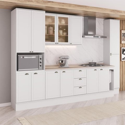 Cozinha Completa Milla Liz 13 Portas 3 Gavetas MDF 330cm Móveis Carraro