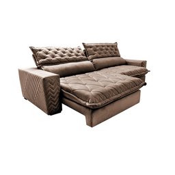Sofá Retrátil e Reclinável 2,95m Molas Ensacadas Cama inBox Spazus com Bordado 3D Velusoft Castor - 8