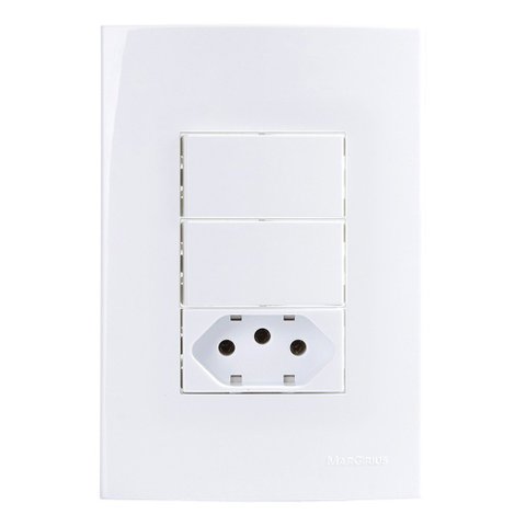 Linha Sleek Conjunto 4×2 Interruptor Duplo Paralelos + Tomada 10a 250v