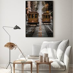 Quadro Decorativo 50x70 cm Bonde 050 com Moldura Laqueada Preto - Gran Belo - 5