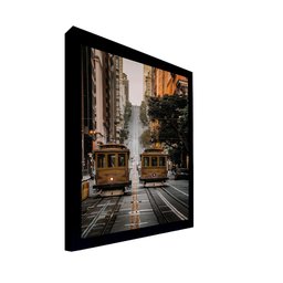 Quadro Decorativo 50x70 cm Bonde 050 com Moldura Laqueada Preto - Gran Belo - 1
