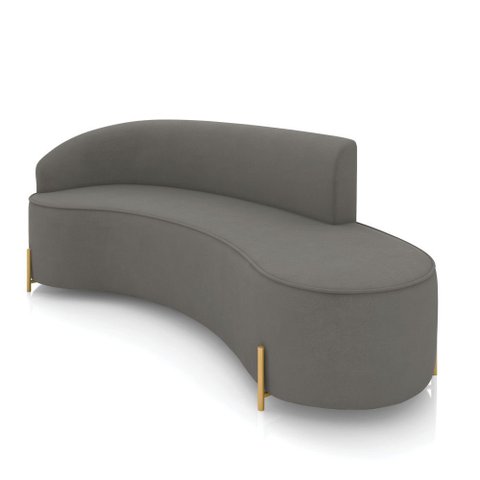 Sofá 4 Lugares Orgânico 220cm Pé Dourado Morgan Suede Grafite D03 - D’Rossi