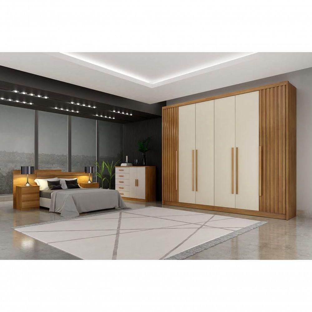 Guarda Roupa Casal 6 Portas 8 Gavetas Coimbra Ripado-cumaru-fendi
