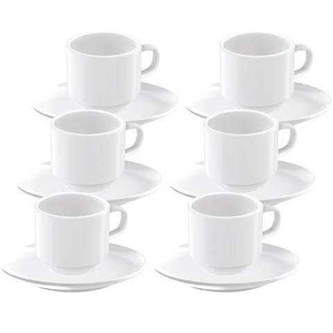 Jogo de Xícaras de Chá Porcelana Píres Paola 240 Ml 12 Peças