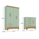 Ver imagem 4 de Quarto Infantil Completo Soninho 5 Portas 6 Gavetas Verde/cinamomo - Panorama Móveis