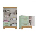 Ver imagem 2 de Quarto Infantil Completo Soninho 5 Portas 6 Gavetas Verde/cinamomo - Panorama Móveis