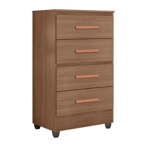 Cômoda 4 Gavetas Lite Carvalho Oak 56cm Largura Quarto Mdp Telescópica