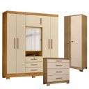 Ver imagem 1 de Guarda Roupa Casal Imperial com Cômoda 4 Gavetas New e Armário Multiuso Versatile Carvalho