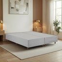 Ver imagem 1 de Cama Base Box King Estofada em Madeira Maciça Base Reforçada Santorini Espresso Móveis Cinza Linho