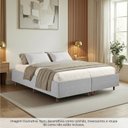 Ver imagem 4 de Cama Base Box King Estofada em Madeira Maciça Base Reforçada Santorini Espresso Móveis Cinza Linho