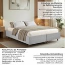 Ver imagem 5 de Cama Base Box King Estofada em Madeira Maciça Base Reforçada Santorini Espresso Móveis Cinza Linho