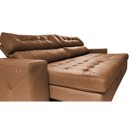 Sofá de Couro Legítimo Retrátil Automático 2,95m Cama Inbox Gran Vitaly softgel d40 Mel - 4