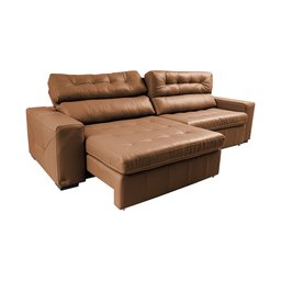 Sofá de Couro Legítimo Retrátil Automático 2,95m Cama Inbox Gran Vitaly softgel d40 Mel - 7