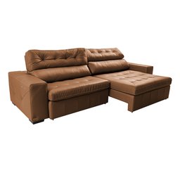 Sofá de Couro Legítimo Retrátil Automático 2,95m Cama Inbox Gran Vitaly softgel d40 Mel - 8