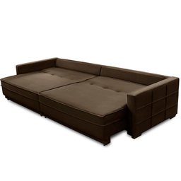 Sofá Retrátil e Reclinável 2,30m Karina Veludo Marrom Madelina Decor - 3