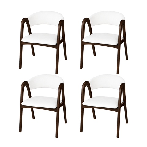 Kit 4 Cadeiras de Jantar Valentina Madeira Maciça Estofada:Branco Facto/Castanho