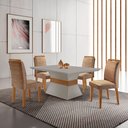 Ver imagem 7 de Conjunto Sala de Jantar Mesa e 4 Cadeiras Estofadas em MDF Suede Santorini Bege e Marrom Yescasa