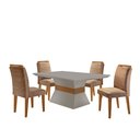 Ver imagem 6 de Conjunto Sala de Jantar Mesa e 4 Cadeiras Estofadas em MDF Suede Santorini Bege e Marrom Yescasa
