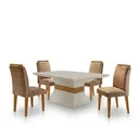 Ver imagem 2 de Conjunto Sala de Jantar Mesa e 4 Cadeiras Estofadas em MDF Suede Santorini Bege e Marrom Yescasa