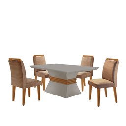 Conjunto Sala de Jantar Mesa e 4 Cadeiras Santorini Espresso Móveis - 2
