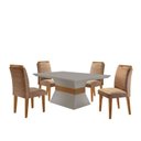 Ver imagem 6 de Conjunto Sala de Jantar Mesa e 4 Cadeiras Estofadas em MDF Suede Santorini Bege e Marrom Yescasa