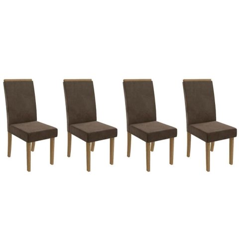 Kit 4 Cadeiras Sala Jantar 2cad142fr 4 Un Freijo/suede Marrom A033 - Kappesberg