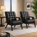 Ver imagem 1 de Kit 2 Poltronas Liza Decorativa Sala com Base Madeira Retro