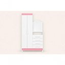 Ver imagem 4 de Guarda Roupa com Cômoda Solteiro New Capri 2 Portas 4 Gavetas MDP Branco Rosa Flex 103cm
