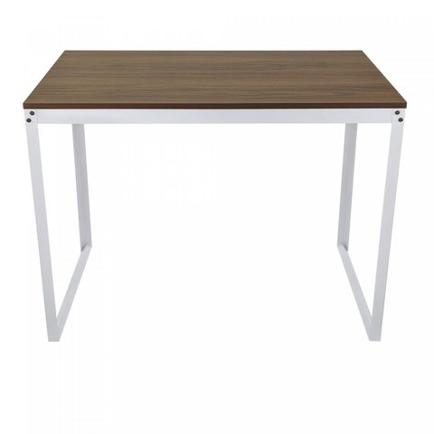 Escrivaninha Mesa Escritório 90x45 90cm Branco e Nogal