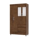 Ver imagem 3 de Guarda-roupa Solteiro San Diego 4 Portas 2 Gavetas com Espelho Imbuia - Pnr Móveis