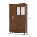 Ver imagem 4 de Guarda-roupa Solteiro San Diego 4 Portas 2 Gavetas com Espelho Imbuia - Pnr Móveis