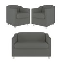 Ver imagem 2 de Kit 02 Poltronas Reforçada Clinica + Namoradeira Consultório Cor:Cinza