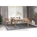Ver imagem 2 de Mesa de Jantar Quadrada 135x135cm Madeira Maciça Tampo com Vidro Cirrus - Off White/imbuia