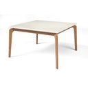 Ver imagem 1 de Mesa de Jantar Quadrada 135x135cm Madeira Maciça Tampo com Vidro Cirrus - Off White/imbuia