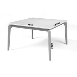 Mesa de Jantar Quadrada 135x135cm Madeira Maciça Tampo com Vidro Cirrus - Off White/imbuia - 3