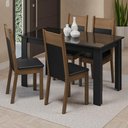 Ver imagem 1 de Conjunto Sala de Jantar Mesa Tampo de Vidro 4 Cadeiras Preto/rustic Eloá Madesa
