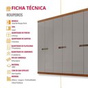 Ver imagem 5 de Guarda Roupa Casal Paris Mdf 6 Portas 6 Gavetas Moderna Naturalle-off White sem Pés