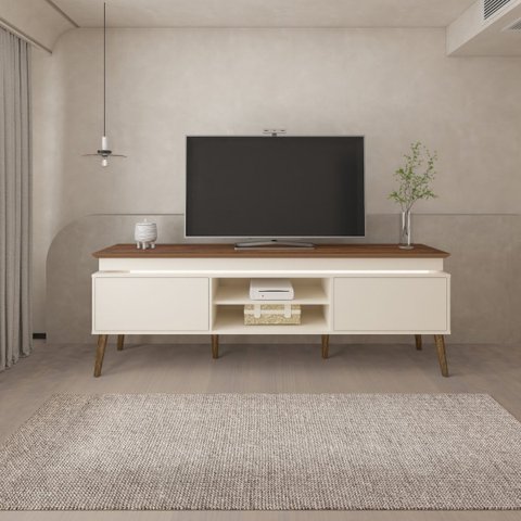 Rack Aparador Lumina Sala de Estar - Tv 75 - Off White / Pinho
