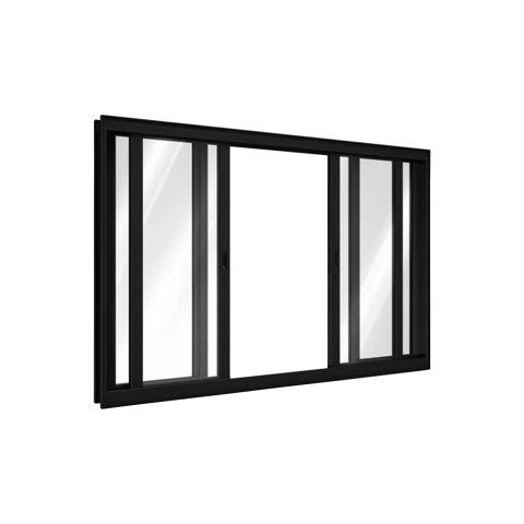 Janela 4 Folhas Preto 100x200 Linha 25 Jade
