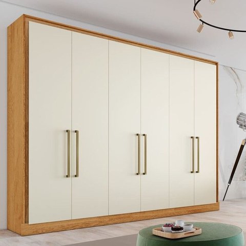 Guarda Roupa Casal 6 Portas 6 Gavetas - Argos-peroba/off White - Made Marcs