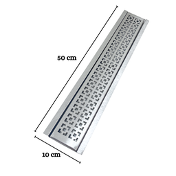 Grelha Pluvial Inox Dubai 10x50 com Aro e Tela Anti Barata - 2